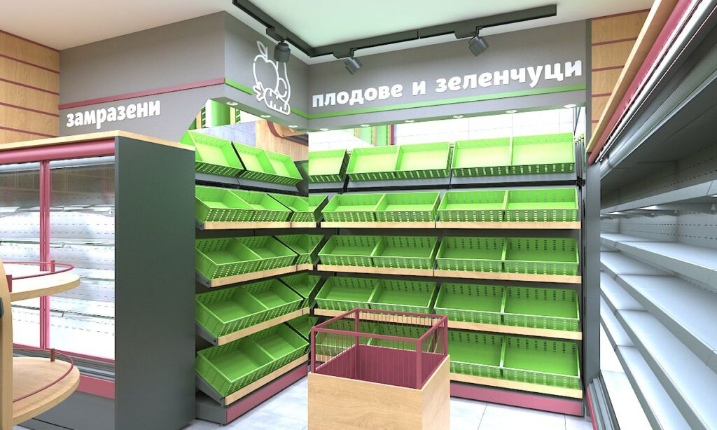 Рафтове за плодове и зеленчуци за свежа и подредена търговска зона